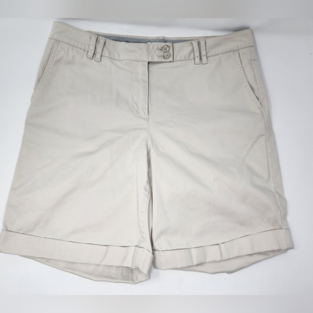 J.‎ Jill Live In Chino Women's Bermuda Khaki Cuffed Stretch Size 8 Shorts